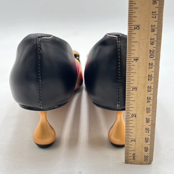 XYD Flame Fog Low Heel Pointed Toe Pumps with Metal Chain Solid Golden Heel Shoe - Picture 5 of 8